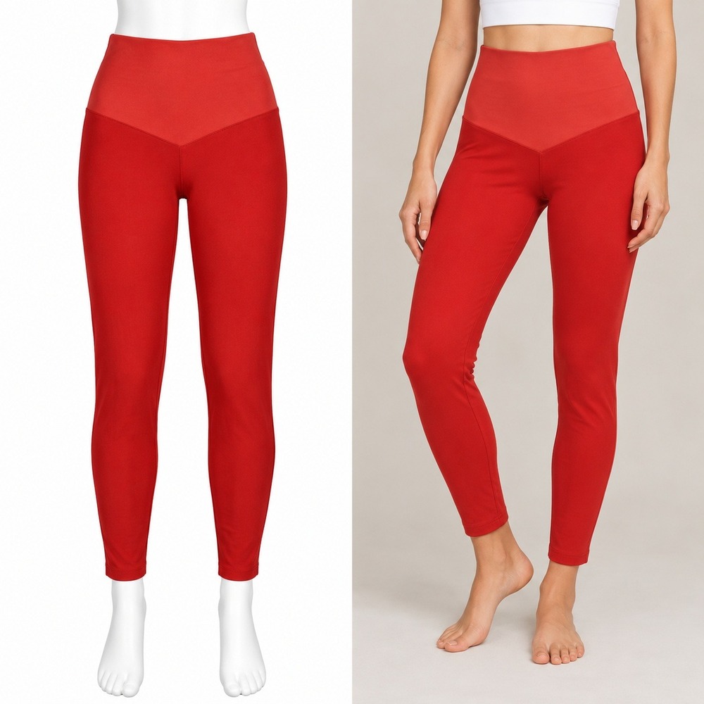 Aerie x Aly Raisman Leggings Women Medium Red High Waisted Laser Cut Activewear